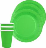 Santex Feest/Verjaardag Servies Set - 20x Gebaksbordjes en Bekertjes - Felgroen - Karton