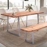FineBuy table de salle à manger rectangulaire bois massif acacia bord de tronc