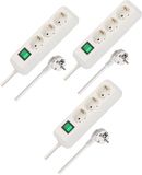 Brennenstuhl Eco-Line stekkerdoos 3-voudig set van 3 (stekkerdoos met verhoogde aanraakbeveiliging, schakelaar en 1,5 m kabel) wit