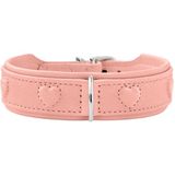 HUNTER hondenhalsband SOHO X LOVE, lichtroze, rundleer, zacht & soepel, gevoerd & vachtvriendelijk, ingestikte harten, licht, voor kleine honden & pups, Made in Germany, Maat: 42