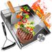 Merkloos Roestvrijstalen grillplaat met handvat en spatel, 30 x 40 cm