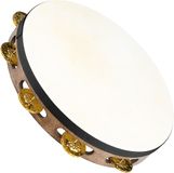 Meinl Percussion TAH1V-WB Vintage Goat Skin Wood Tambourine met messing klemmen (1 rijen), 25,40 cm (10 inch) diameter, walnoot bruin