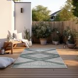 Elle Decoration Binnen en buiten tapijt, omkeerbaar tapijt, weerbestendig en waterdicht, modern ruitpatroon, geometrisch patroon, outdoortapijt voor tuin, balkon, terras en woonkamer, groen, 200 x 290