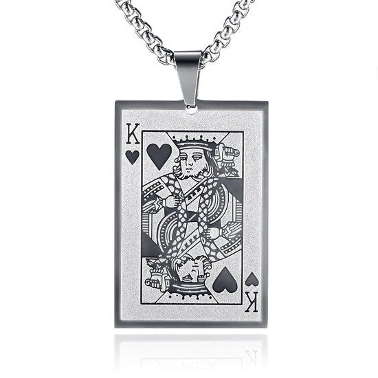 Mendes Jewelry Zilverkleurige Venetiaanse Heren Schakelketting met Koning Hanger