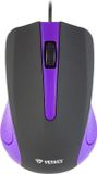 YENKEE Optische computermuis YMS 1015PE, 1000 DPI, 3 knoppen, anti-transpiratie coating, paars, 1,25 meter kabel