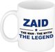 Bellatio Decorations Naam cadeau Zaid - The man, The myth the legend koffie mok / beker 300 ml - Donkerblauw
