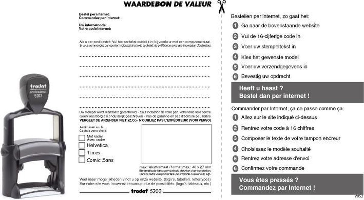 Trodat Waardebon Stempelplaatje Trodat 5203