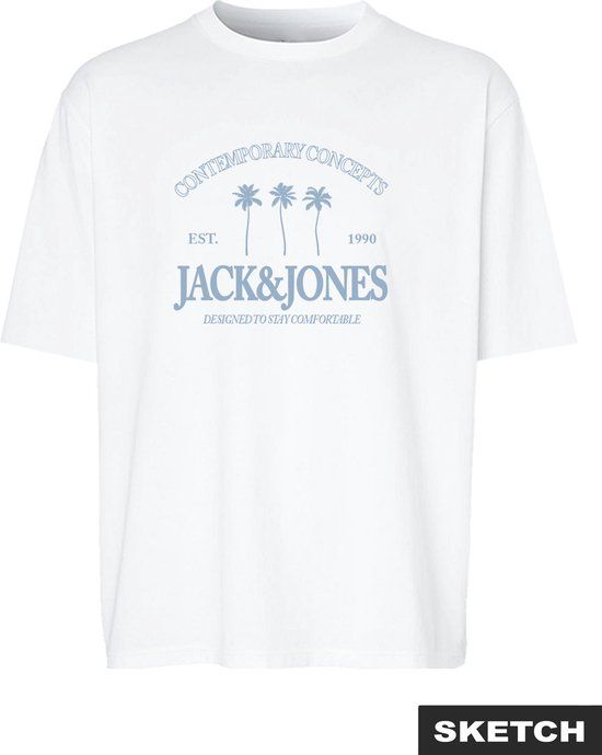 JACK&JONES JORNANTUCKET TEE SS CN FST JNR Jongens T-shirt Maat 140 Wit Katoen