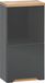 Meuble de salle de bain suspendu, 35 cm de large, chêne gris brillant, 1 porte, design moderne