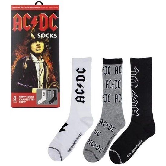 Merkloos AC/DC Sokken Gift Box 3-Pack - Maat 40-46 - Meerkleurig