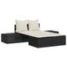 Lit de jardin 2 personnes avec coussins poly rotin noir