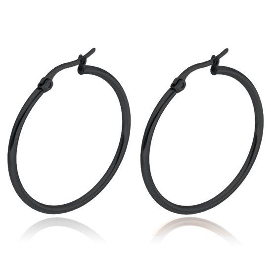 Cilla Jewels Hoop oorringen Dames Edelstaal Zwart-60mm