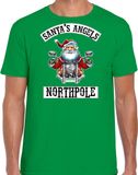 Bellatio Decorations Northpole Fout Kerstshirt / Kerst t-shirt Santas angels groen voor heren - Kerstkleding / Christmas outfit M