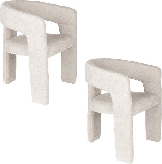 Housecraft Living Valentin Eetkamerstoelen Gestoffeerd Beige - Set van 2