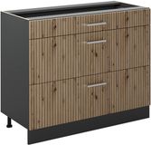 Vicco Keukenonderkast R-Line, Artisanaal eiken/Antraciet, 100 cm zonder werkblad