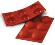 Silicomart Silikomart Silicone Bakvorm Semisphere Ø7 xh3.5 cm - 6 vaks - Teracota