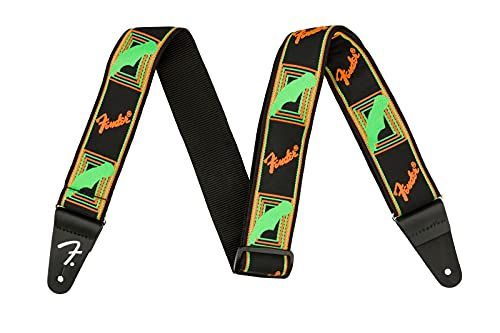 Fender Neon Monogram Strap - Groen/Oranje