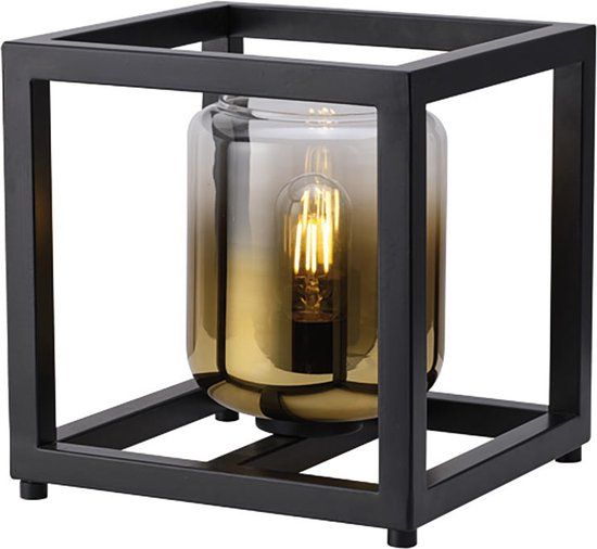 Freelight Tafellamp Dentro B 26 cm - Goud Glas Zwart - Metaal - E27 - 8720143024290