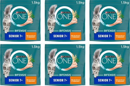 Purina ONE Senior Kattenvoer - Kip & Volkoren Granen - 6 x 1.5 kg