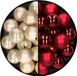 Decoris Kaemingk B.V. 32x stuks kunststof kerstballen mix van champagne en donkerrood 4 cm