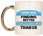 Bellatio Decorations Koffie/Thee Mok voor Collega - Gouden Oor - Afscheid - Keramiek - Blauw - 300 ml