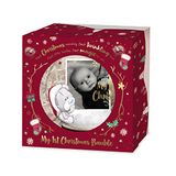 Me To You Bear My First Christmas Baby Tree Bauble, Glas, met foto, XGT92005, Blauw, goud, grijs, rood