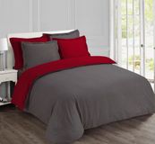 VISION home VISION Bicolor Dekbedovertrekset - 155x220 cm - 100% Katoen - Grijs/Rood