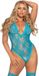 Leg Avenue Lace deep-V teddy & stockings turquoise