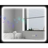 Miroir de salle de bain LED Bluetooth 70 x 90 cm interrupteur tactile lumière réglable 3 couleurs anti-buée mémoire argent