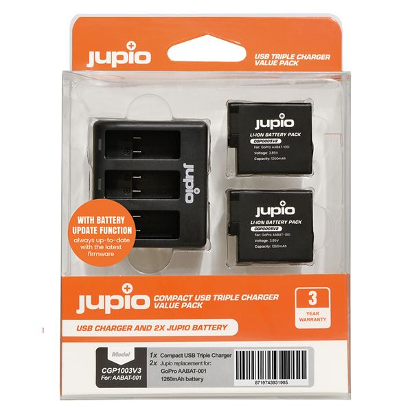 Jupio Value Pack: 2x Battery GoPro HERO5/6/7, HERO (2018) 1260mAh