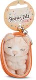 NICI Sleutelhanger Slapende Huisdieren Kat 8cm in Mandje - beige