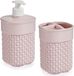 Berilo Badkamer accessoires set - 2-delig roze - kunststof - Zeeppompje - Tandenborstelbeker