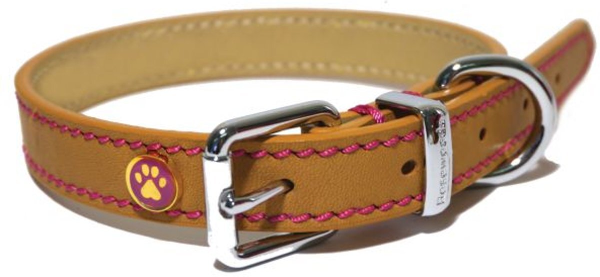 Rosewood Luxury Leather Halsband Hond Leer Luxe Zand - 1.3X25-36 CM