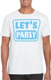 Bellatio Decorations Verkleed shirt voor heren - lets party - wit - glitter - carnaval/themafeest L