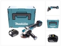 Makita DGA 519 T1J accu-haakse slijper 18 V 125 mm borstelloos X-Lock + 1x accu 5,0 Ah + Makpac - zonder oplader