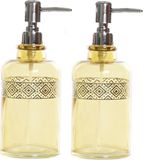 2x pièces distributeurs de savon jaune verre transparent 400 ml