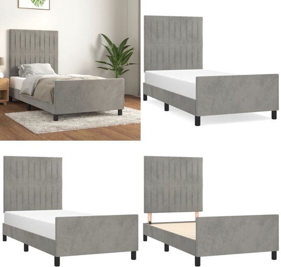 vidaXL Bedframe - fluweel - lichtgrijs - 90x190 cm