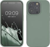 kwmobile telefoonhoesje geschikt voor Apple iPhone 14 Pro - Hoesje met siliconen coating - Smartphone case in Regenwashed groen