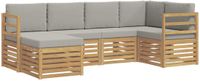 vidaXL - Hoek loungeset - 5 zitplekken - Polyester - Wit en lichtgrijs
