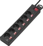 Renkforce 615B-CMB-S - Stekkerdoos - 6-voudig - Zwart - Met overspanningsbeveiliging