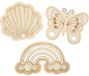 Creativ Company Wooden Shapes with Holes, Rainbow, Butterfly, and Shell 24 pieces