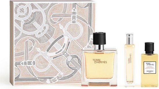 Hermès Terre D'Hermes Parfum Giftset - Terre d'Hermès Parfum Spray 75 ml + 12,5 ml Travel size + Shower gel 40 ml - Herenparfum