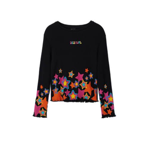 Desigual longsleeve met sterren zwart/multicolor