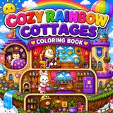 Cozy Rainbow Cottages Coloring Book for Adults and Teens