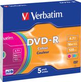 Verbatim 43557 DVD-R 4.7GB - 5 Pack - Slimcase - Colour