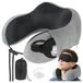 Xtrobb Reiskussen set - nekkussen - grijs - traagschuim - slaapmasker - oordopjes -