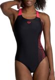 Arena Dreamy Swim Pro Badpak Vrouwen Zwart/Rood Gestreept Mouwloos Ronde Hals