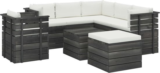 vidaXL 8-delige Loungeset met kussens pallet massief grenenhout