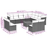 vidaXL 13-delige loungeset met kussens poly rattan grijs