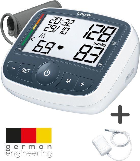 Beurer BM 40 ONPACK Bloeddrukmeter bovenarm - Incl. adapter - Aanbevolen door Hartstichting - Onregelmatige hartslag - XL display - 5 Jaar garantie